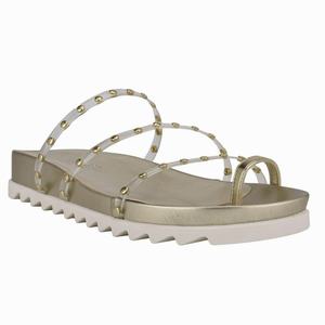 Nine West Cato Studded Slides - Gold - Ireland (SM4723501)